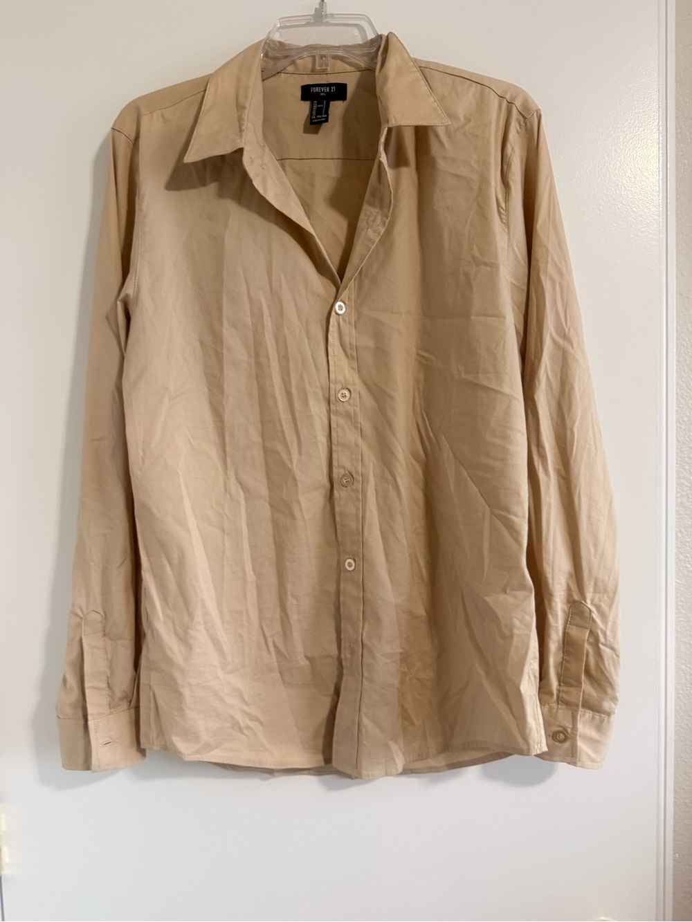 Forever 21 Men’s Tan Long-Sleeve Button-Up Shirt